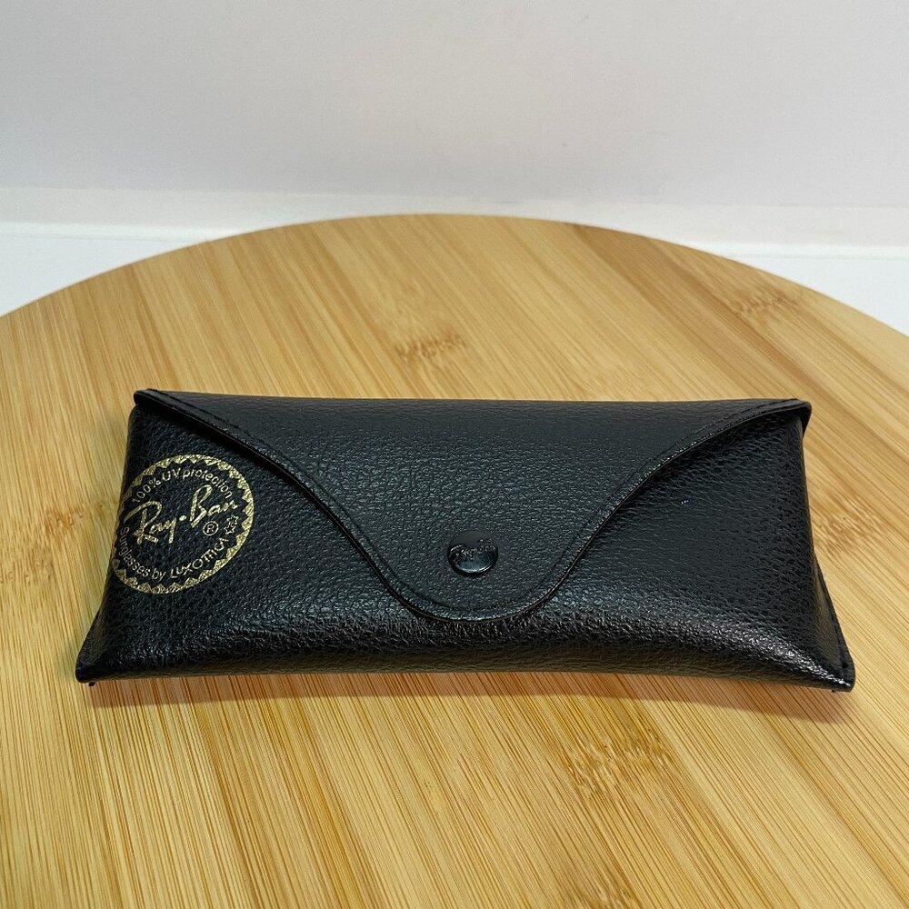 Ray Ban Black Pebble Grain Sunglasses Case Faux Leather Button Snap Down